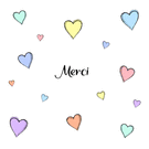 Merci color&eacute; avec des c&oelig;urs tendres